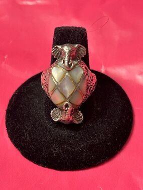 .925 Silver Elephant Statement Ring with moonstone